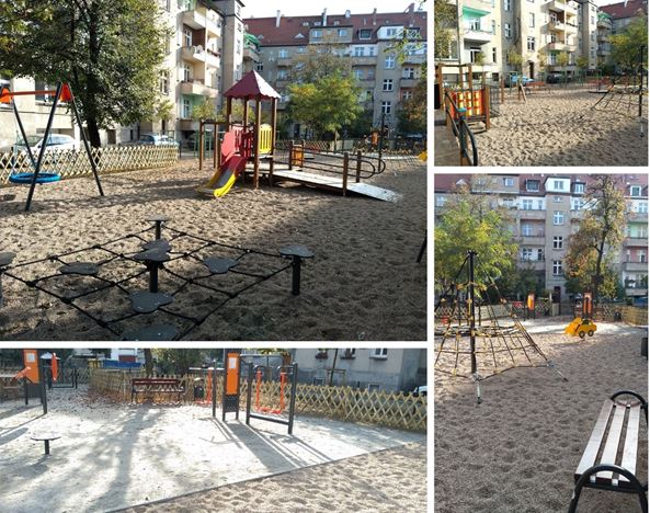 Program Inicjatyw Rad Osiedli: zagospodarowanie wnętrza podwórzowego  ul. Minkowskiego 2-10. Wykonawca: spółka Wrocławskie Mieszkania.