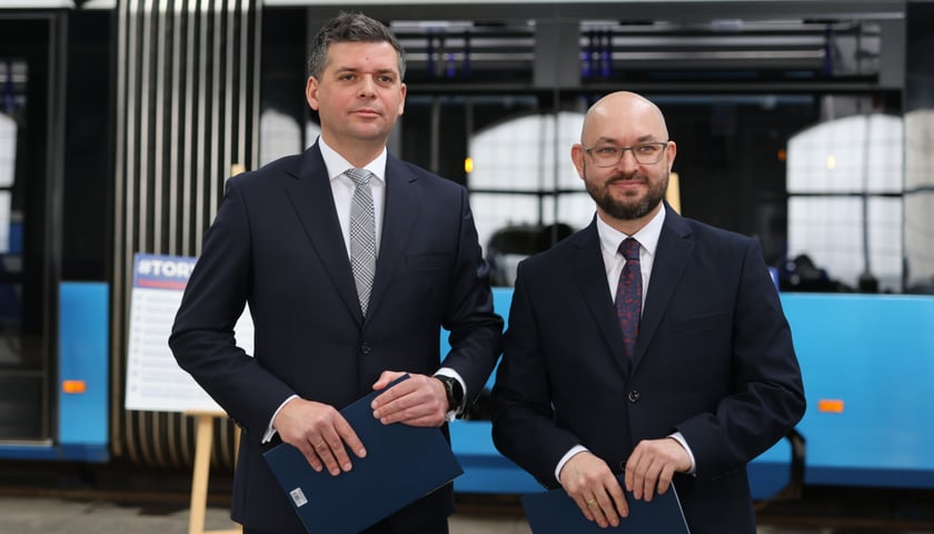 Na zdjęciu nowy zarząd MPK Wrocław: (od lewej) wiceprezes Przemysław Nowicki i prezes Witold Woźny.