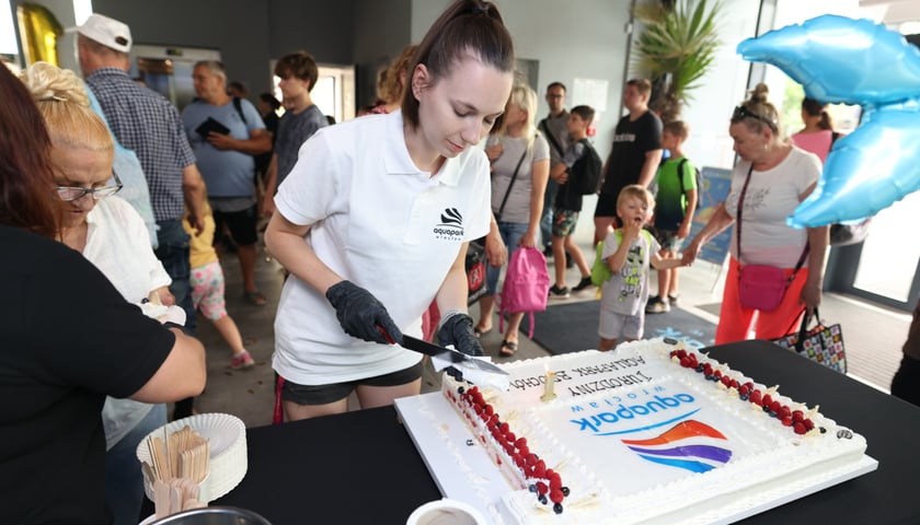 Tort urodzinowy na rocznicę otwarcia Aquaparku Brochów