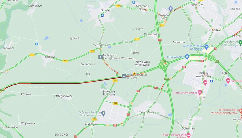 Mapa z korkiem koło Wrocławia