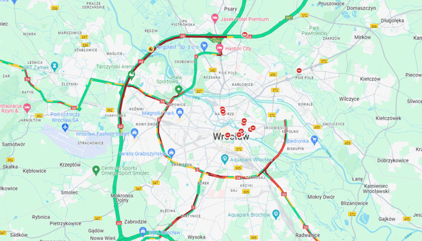 <p>Korki wok&oacute;ł Wrocławia i w mieście&nbsp;&nbsp;</p>