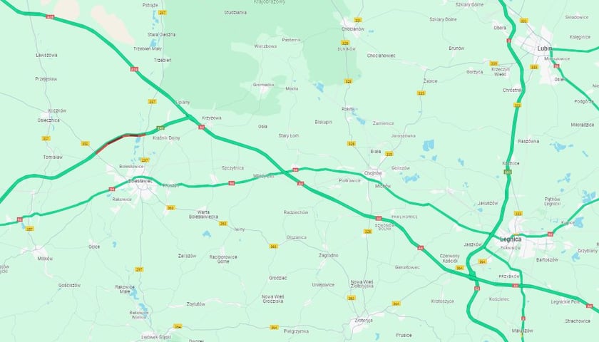 Mapa, zaznaczony korek na A4