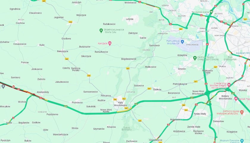 Korek na A4, mapa