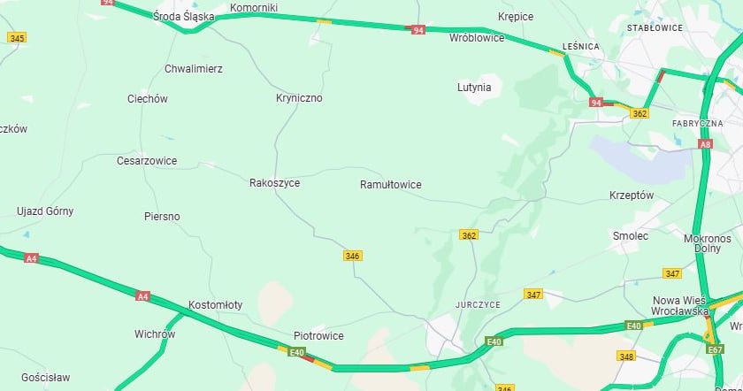 Korek na A4, mapa