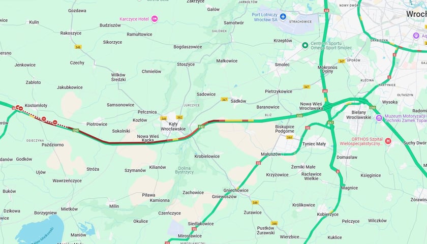 Korek na A4, mapa