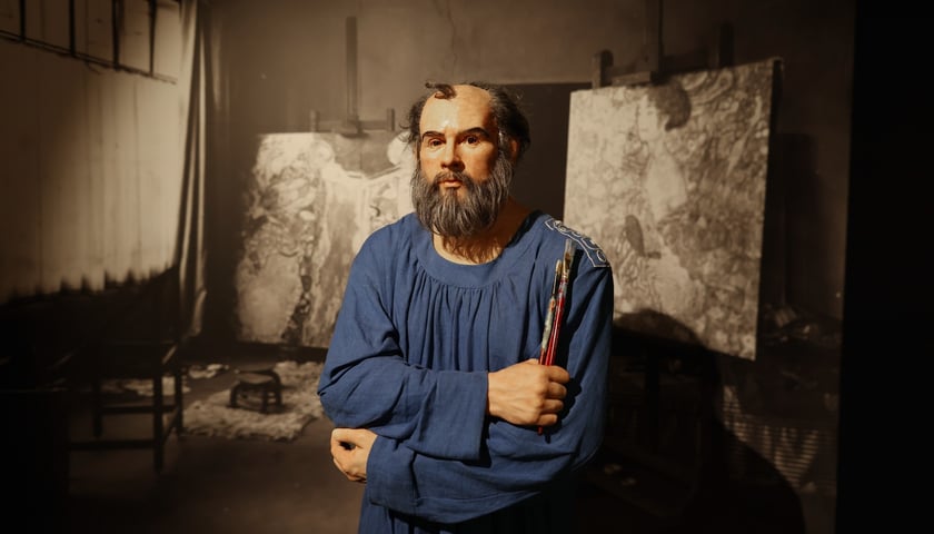 Wizerunek Gustava Klimta na wystawie KLIMT – The Immersive Exhibition w hali IASE we Wrocławiu (do 23 lutego 2025)