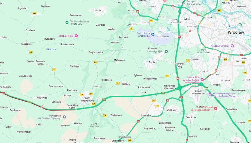 Korek na A4, mapa