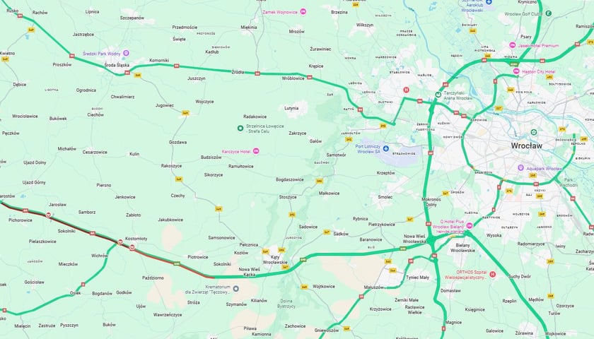Korek na A4, mapa