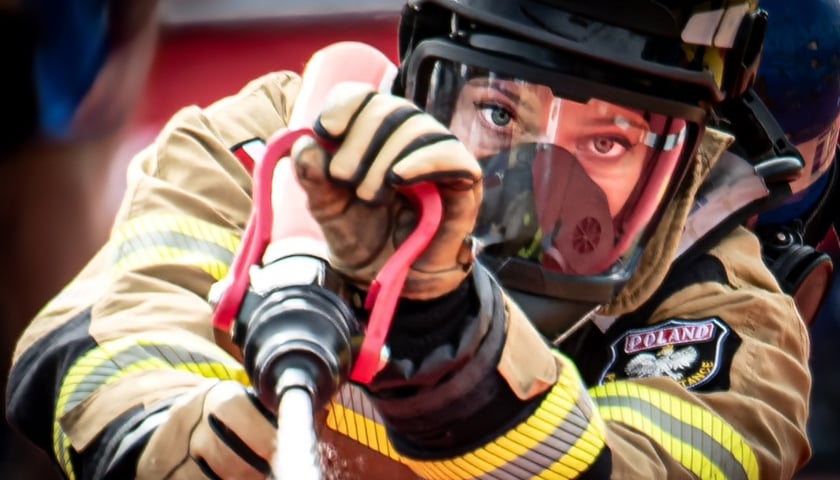 Beata Świderska - strażaczka z Wrocławia-  podczas zawodów