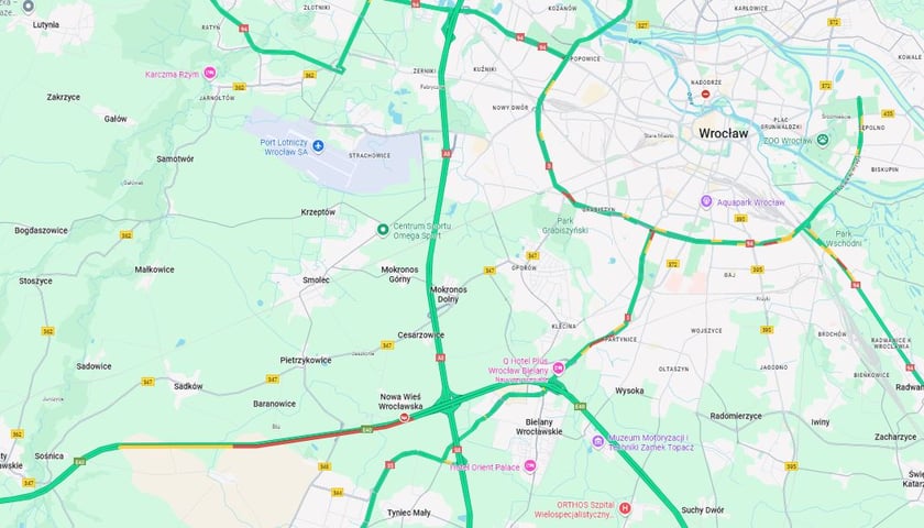 Korek na A4, mapa
