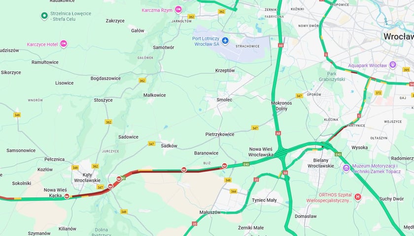Korek na A4, mapa