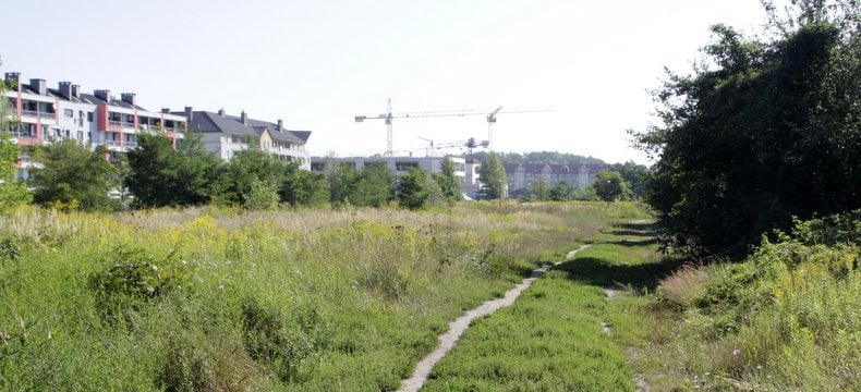 Widok na teren planowanego parku od ul. Pirenejskiej