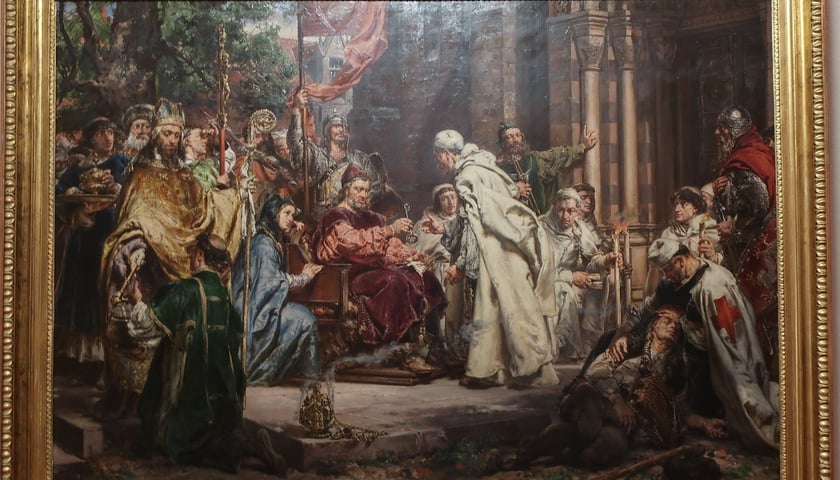 Powiększ obraz: <p>Włostowic sprowadził do Polski także zakon cysters&oacute;w, co uwiecznił na swym obrazie Jan Matejko</p>
