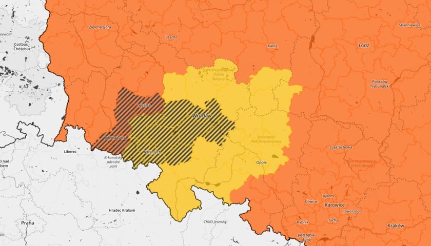 Powiększ obraz: Miejsca, gdzie może wystąpić burza