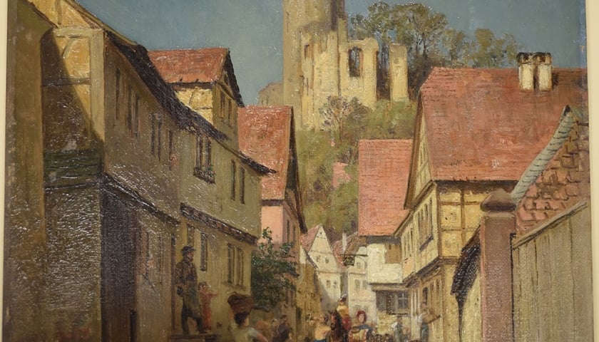 Odnaleziony obraz Roberta Śliwińskiego "Ulica wraz z ruiną zamku"