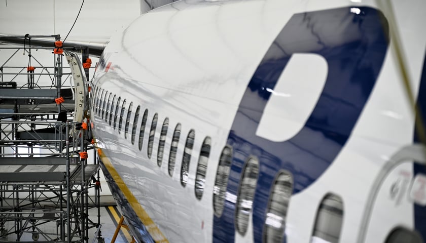 Wroclaw Aircraft Maintenance Services, w skrócie WAMS, czyli wrocławska baza serwisowa Ryanaira. Zdjęcie z 2023 roku