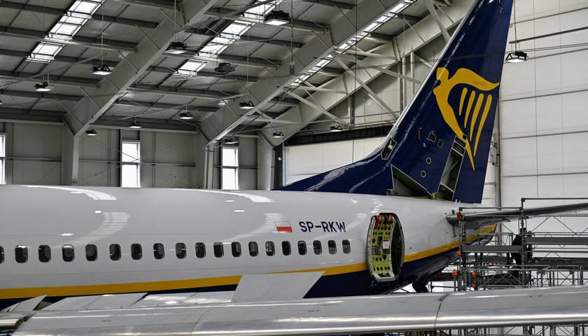 Wroclaw Aircraft Maintenance Services, w skrócie WAMS, czyli wrocławska baza serwisowa Ryanaira. Zdjęcie z 2023 roku