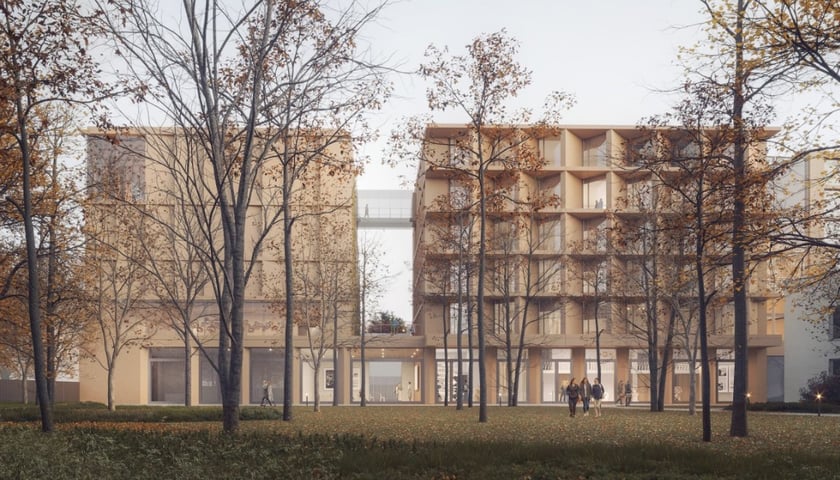 Powiększ obraz: Zwycięska koncepcja na nowy budynek ASP Wrocław