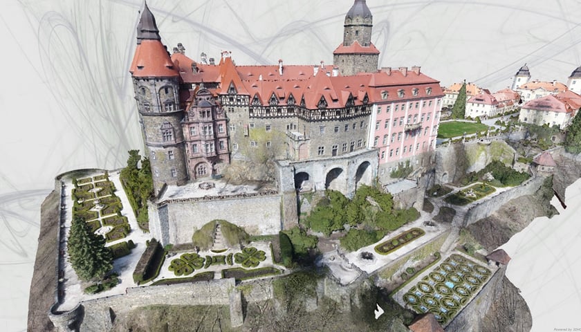 Powiększ obraz: Model 3D Zamku Książ wraz z ogrodami
