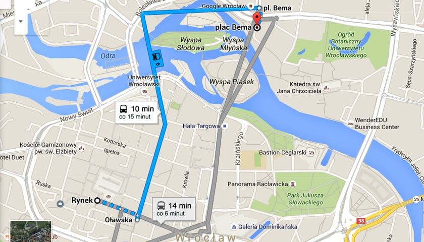 Komunikacja miejska i NFM w usługach Google