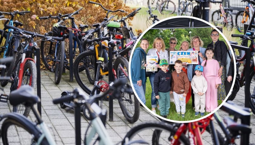 Zdjęcie ilustracyjne: rowery, w kółeczku laureaci Rowerowego Maja 2025