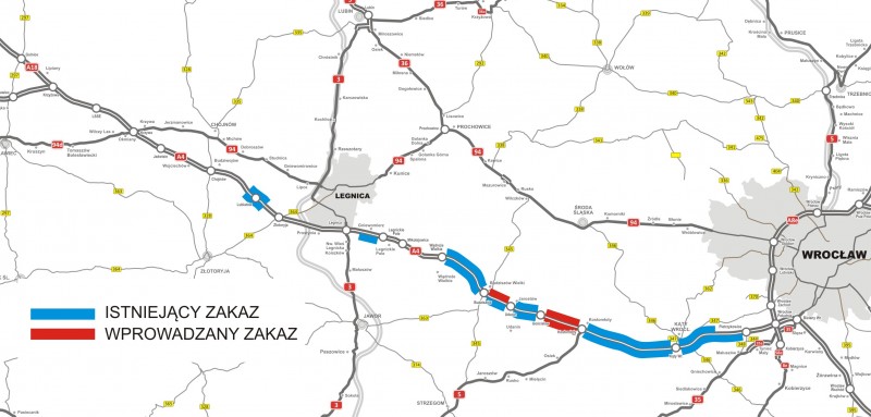 Zakaz wyprzedzania na A4 dla ciężarówek