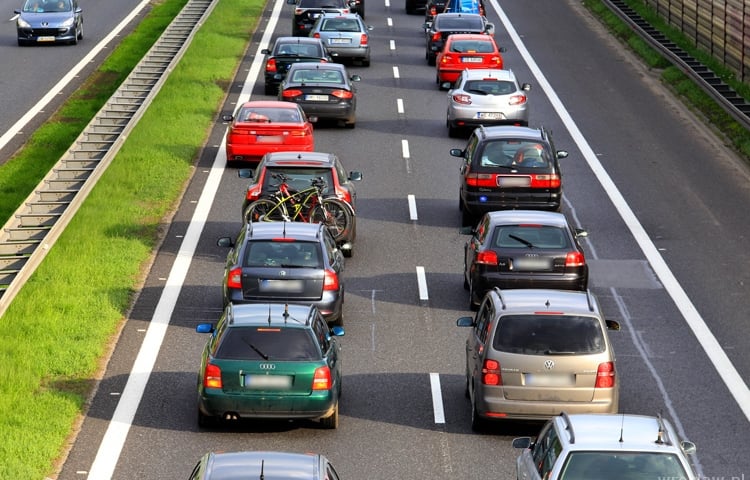 Korek na A4 przy bramkach poboru opłat