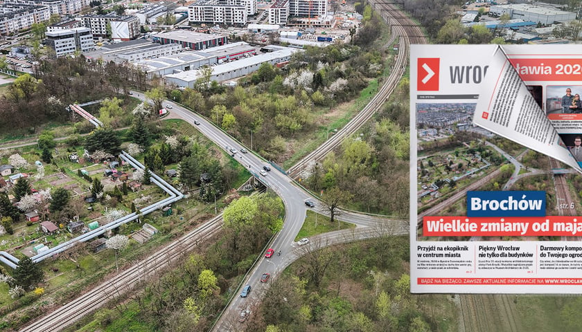 Widok z lotu ptaka na idące do remontu wiadukty nad torami na Brochowie
