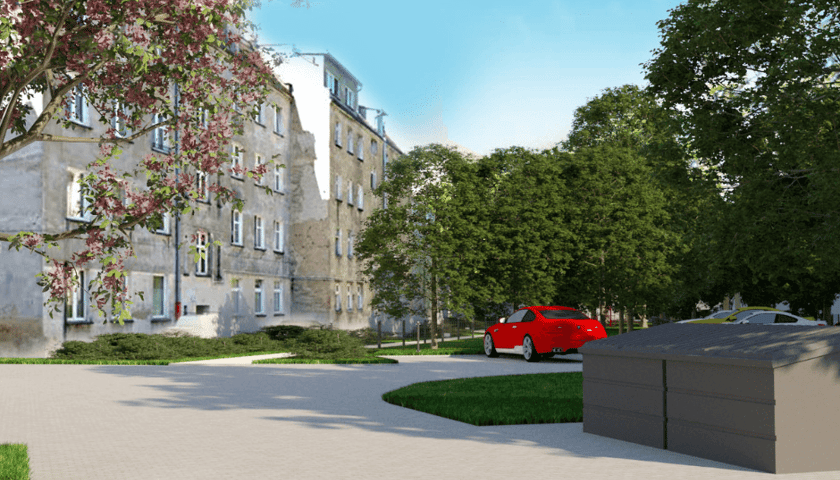 Wizualizacje podw&oacute;rka przy Szczęśliwej