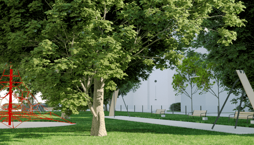 Wizualizacje podw&oacute;rka przy Szczęśliwej