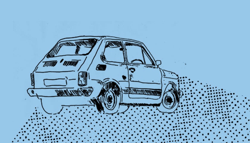 Motyw samochodu. Fiat 126 p. Grafika ilustracyjna.