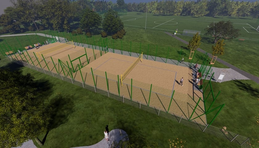 Kompleks boisk do sportów plażowych na Gaju. Wizualizacja