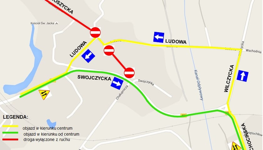 Budowa ronda na skrzyżowaniu Miłoszyckiej i Swojczyckiej