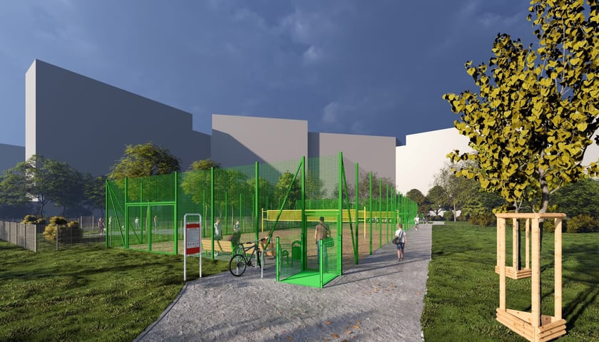 Kompleks boisk do sportów plażowych na Gaju. Wizualizacja