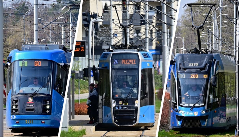 Trzy najnowsze inwestycje tramwajowe MPK Wrocław: zmodernizowana Skoda 19T i ostatnie nabytki, nowoczesne, niskopodłogowe tramwaje Pesa 146N i Moderus Gamma