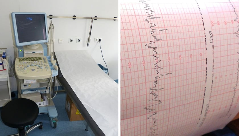 na zdjęciu z lewej stanowisko badania USG, z prawej elektrokardiogram
