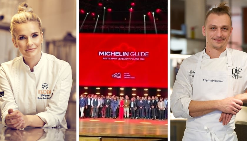 Na zdjęciach od lewej Beata Śniechowska, Gala Michelin w Krakowie, Łukasz Budzik