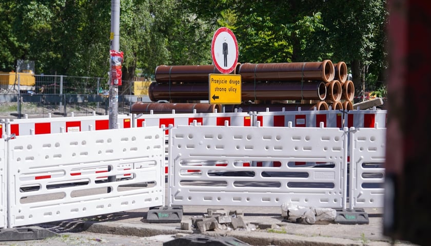 Ulica Gajowicka w trakcie przebudowy