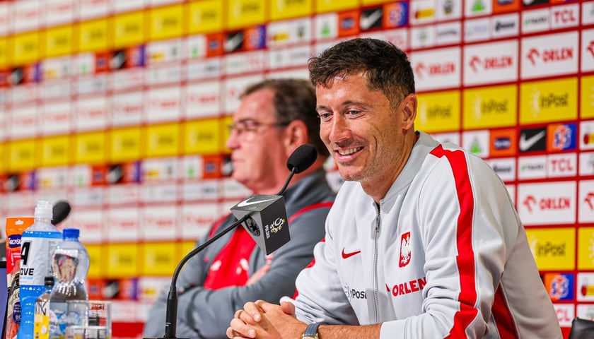 Robert Lewandowski podczas konferencji prasowej na Tarczyński Arenie, 28.05.2026