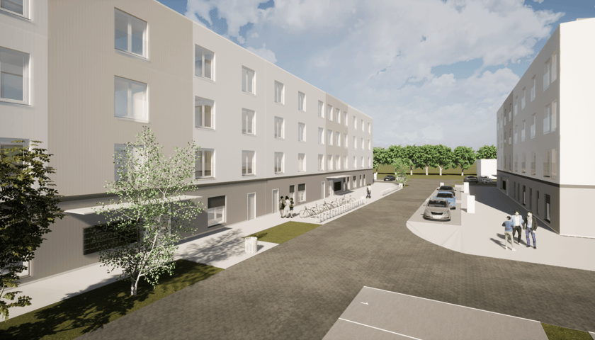 Wizualizacja osiedla TBS Wrocław przy ul. Stabłowickiej na osiedlu Pracze Odrzańskie
