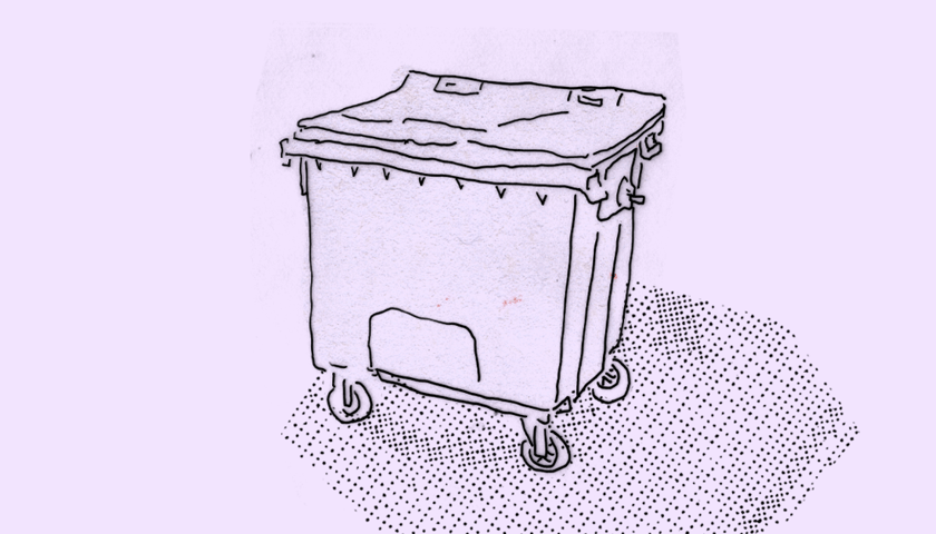Podwórkowy kontener na śmieci. Grafika ilustracyjna.