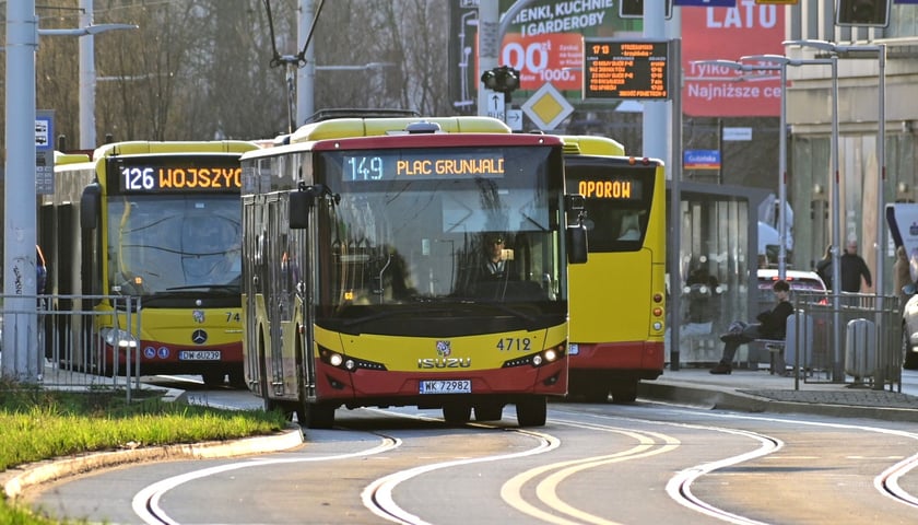 Zdjęcie ilustracyjne - autobusy miejskie na ulicy Strzegomskiej