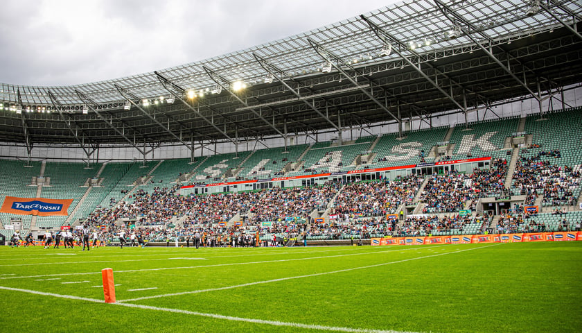 Mecz Panthers Wrocław - Berlin Thunder (50:12) na stadionie Tarczyński Arena, 14 czerwca 2026 r.