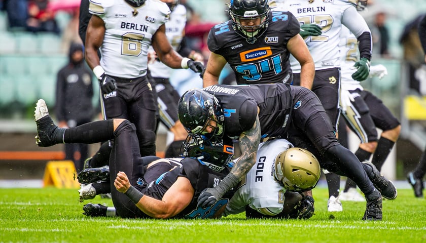 Mecz Panthers Wrocław - Berlin Thunder (50:12) na stadionie Tarczyński Arena, 14 czerwca 2026 r.