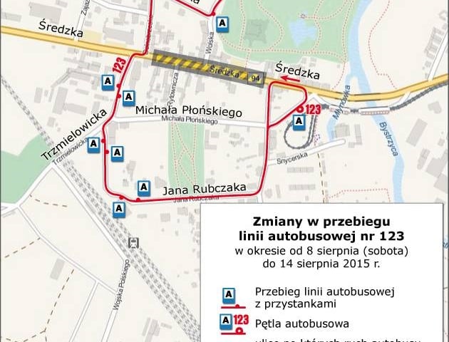 8-14 sierpnia - zmiany na ul. Wolskiej (Leśnica) [MAPA]