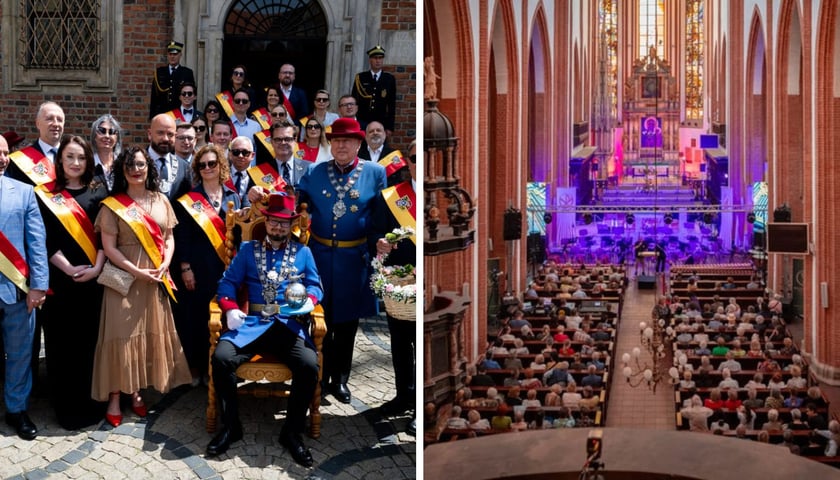 Zdjęcie podzielone na pół: z lewej obchody Święta Wrocławia w 2025 r.; z prawej - koncert w bazylice św. Elżbiety
