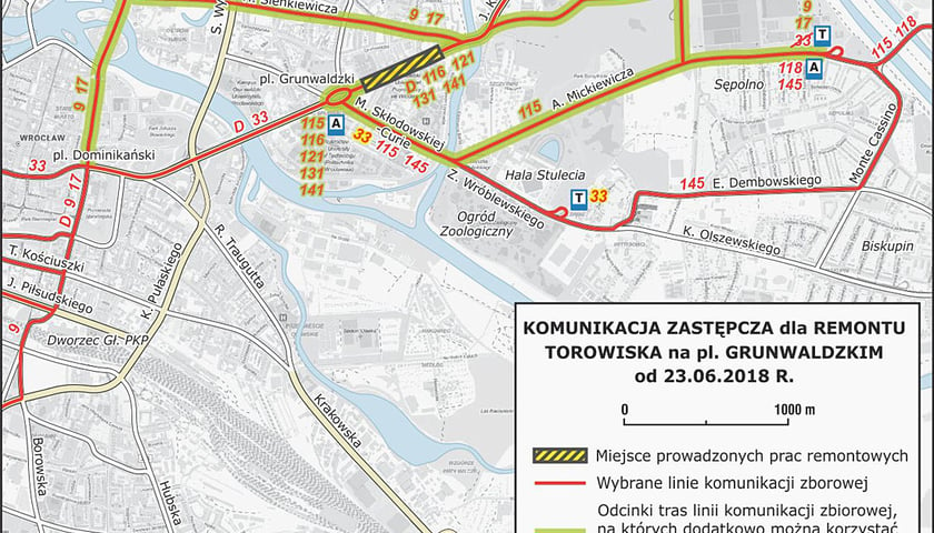 23 czerwca – wymiana nawierzchni w torowisku na placu Grunwaldzkim