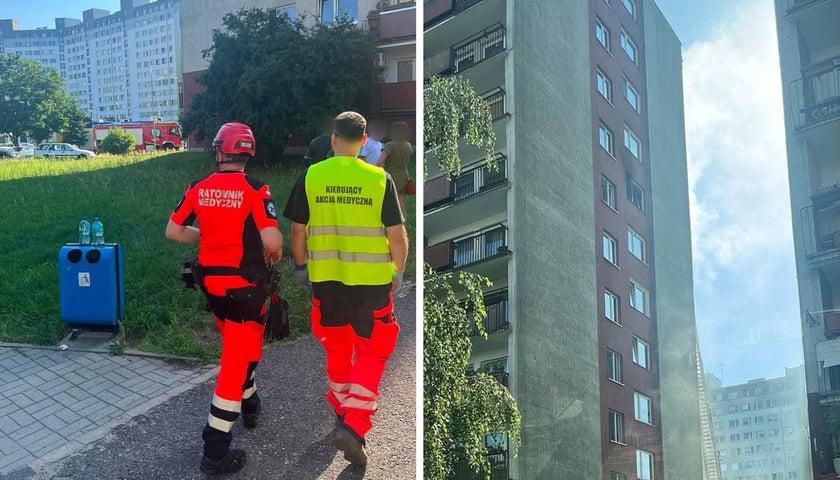 Akcja służb ratunkowych podczas pożaru w bloku na ul. Dokerskiej na Kozanowie, 27.06.2026 r. 