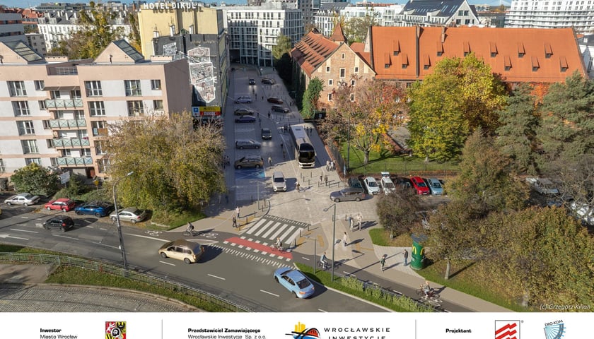 Wizualizacja przebudowanej ulicy Cieszyńskiego i wybudowanej drogi rowerowej na Nowym Świecie
