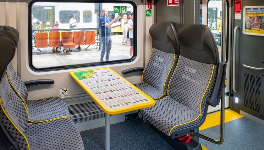 100. pociąg Kolei Dolnośląskich - Pesa Elf 48WEc-064 - na dworcu Wrocław Główny